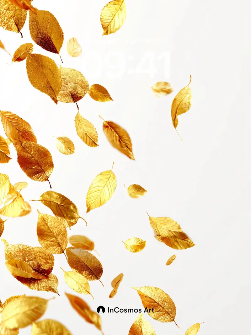 Golden Leaf Drift Wallpaper with Ethereal Light