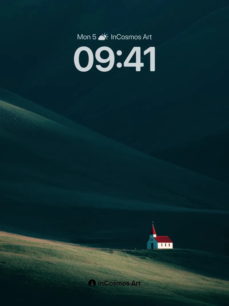 Whispering Hillside Wallpaper with Solitary Chapel