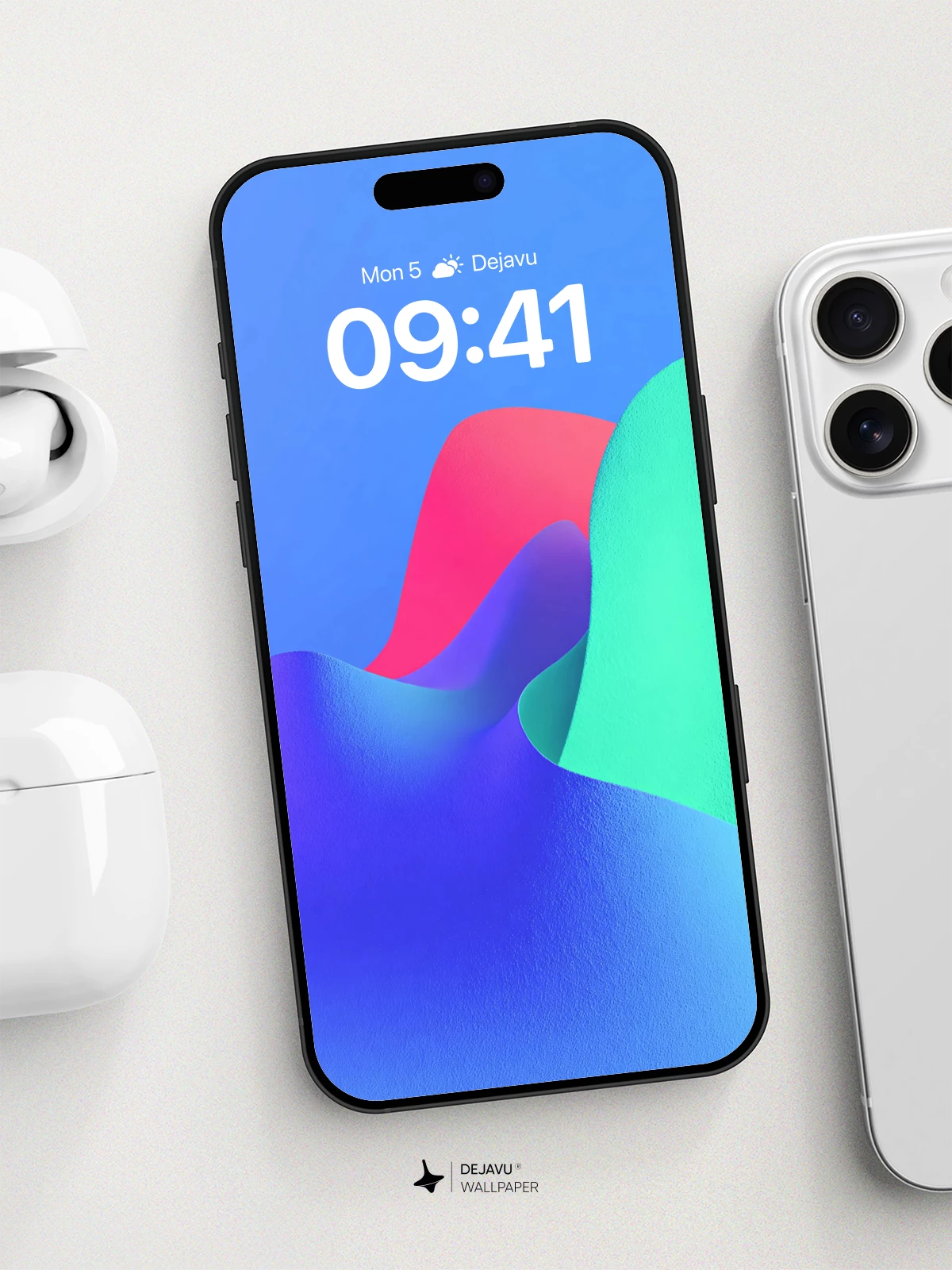 Abstract Gradient Waves Wallpaper 8K for iPhone and Android