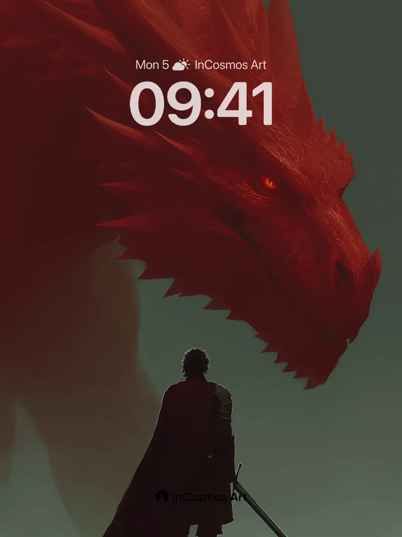 Shadowed Standoff Wallpaper with Crimson Dragon