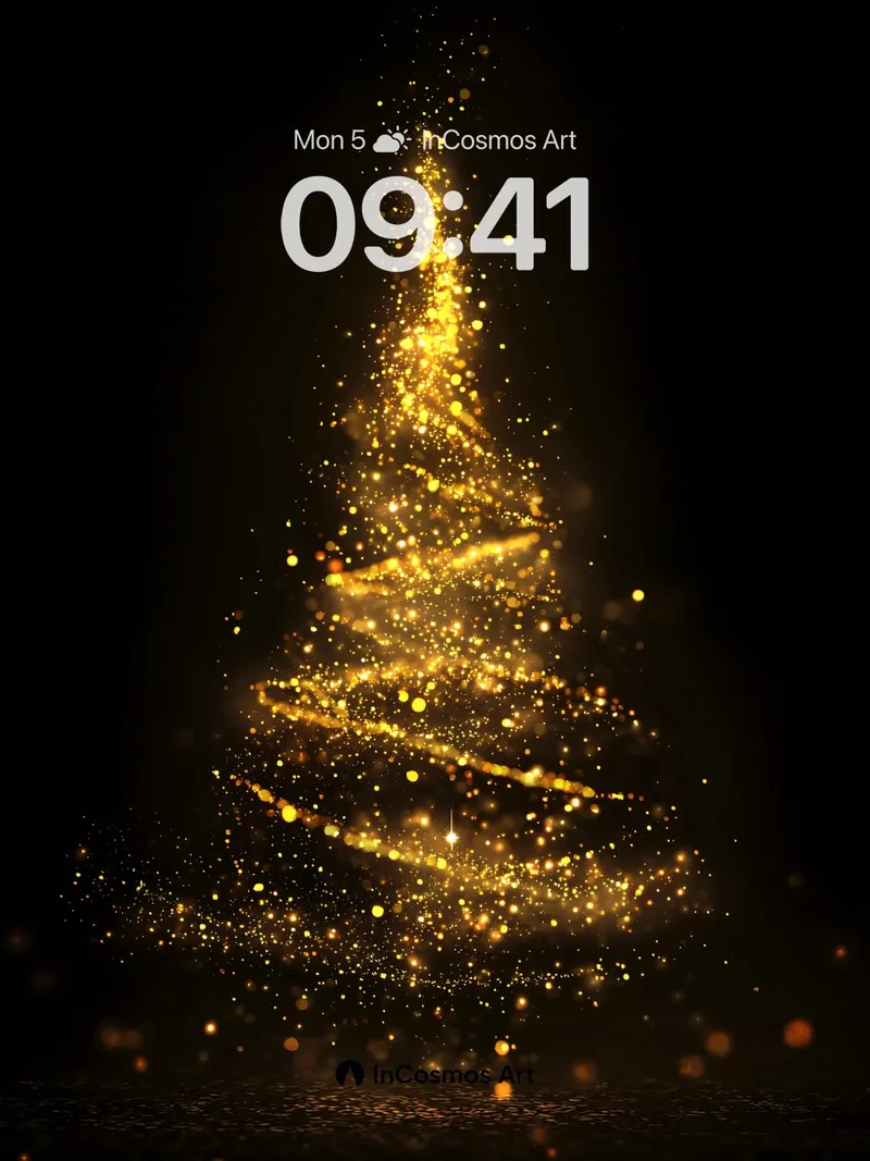 Golden Sparkle Wallpaper with Cosmic Tree