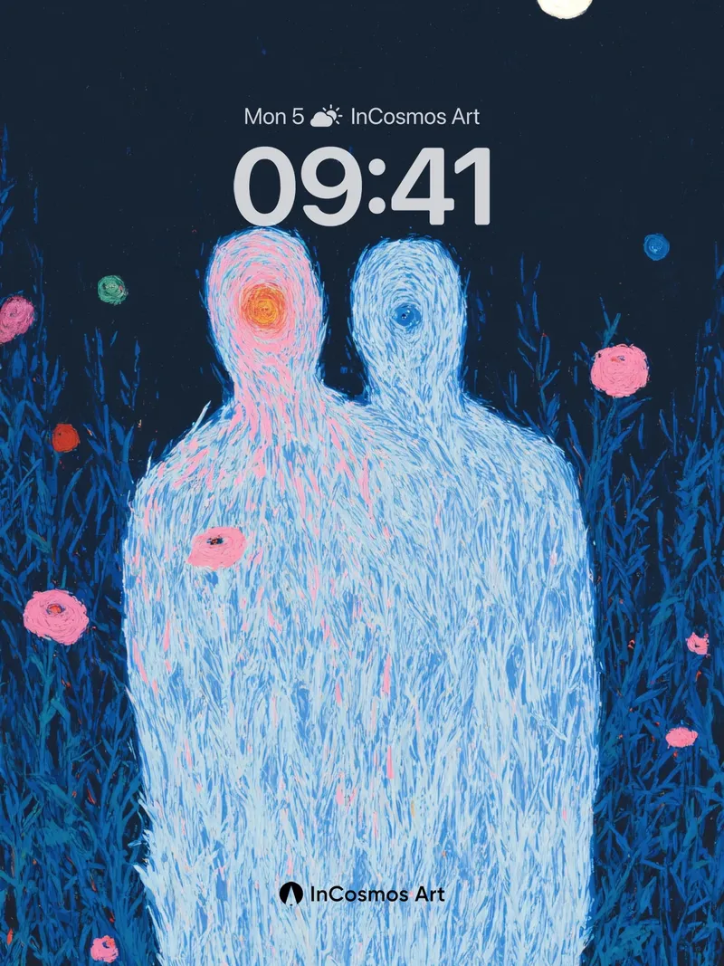 Luminous Whisper Wallpaper with Moonlit Figures