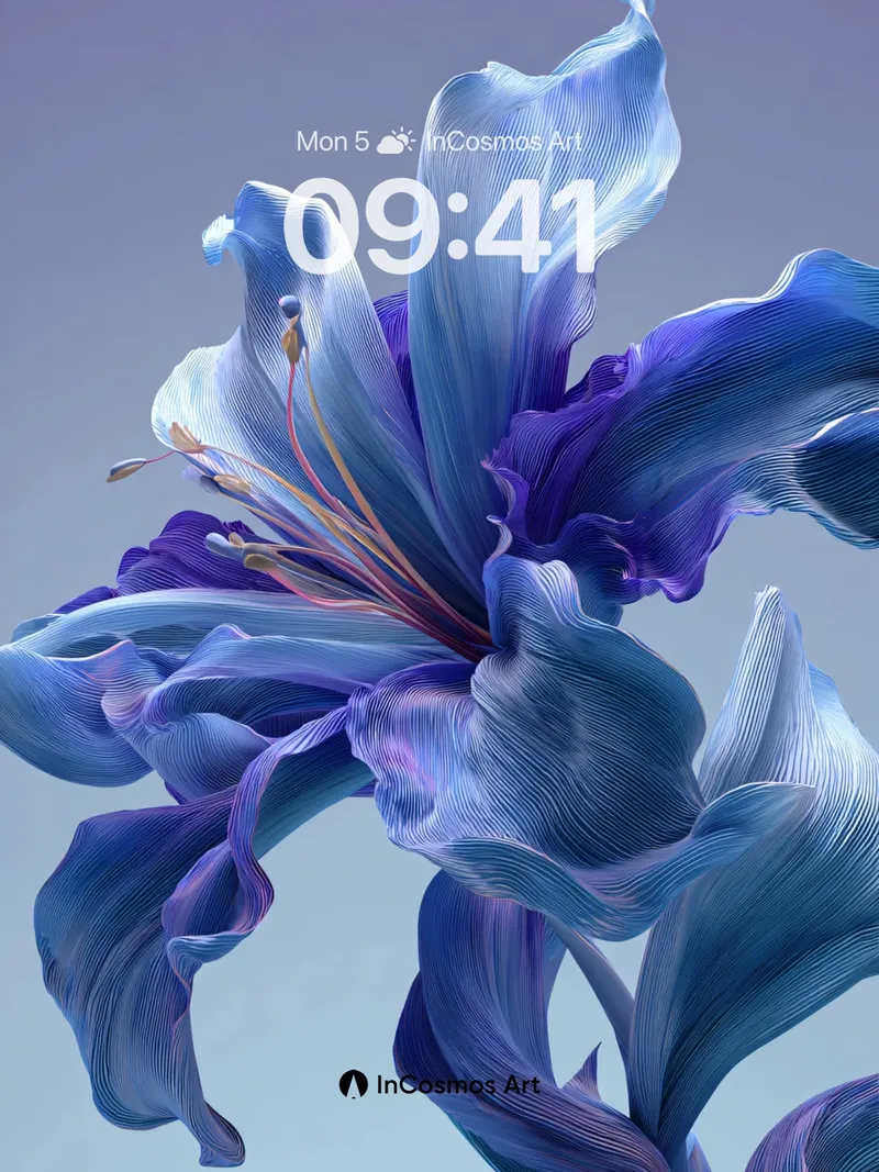 Cobalt Reverie Wallpaper with Whispering Petals