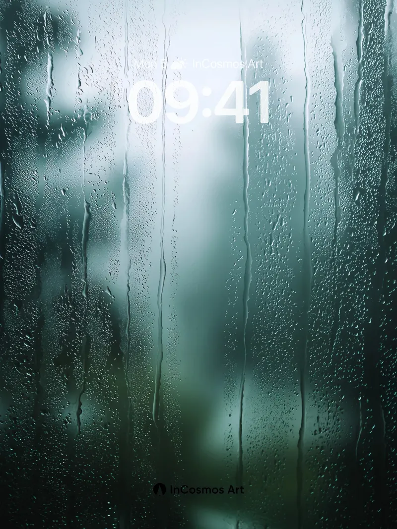 Misty Glass Wallpaper with Rain Traces