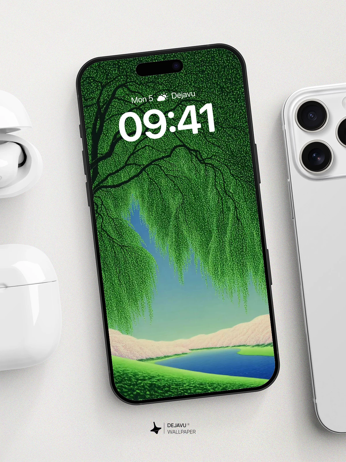 Whispering Willow River Wallpaper 8K for iPhone and Android