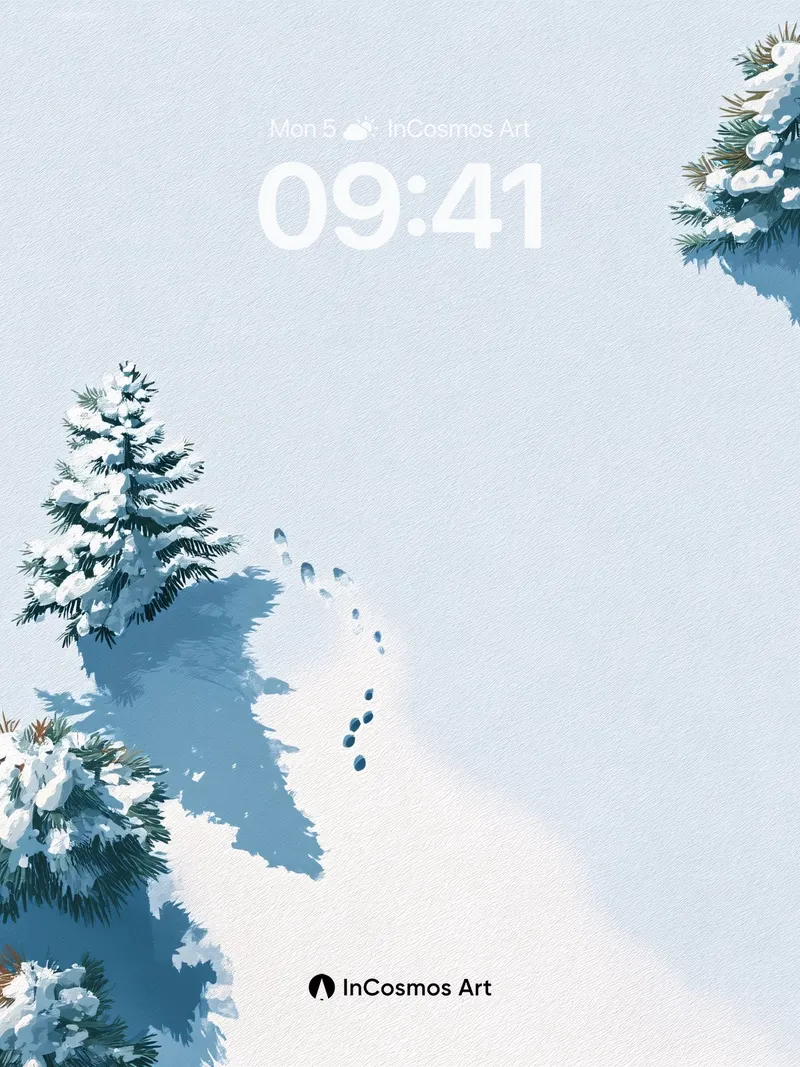 Serenity Trail Wallpaper with Frozen Footprints