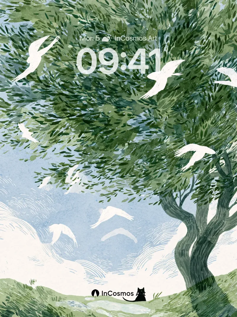 Whispering Canopy Wallpaper with Silent Flier