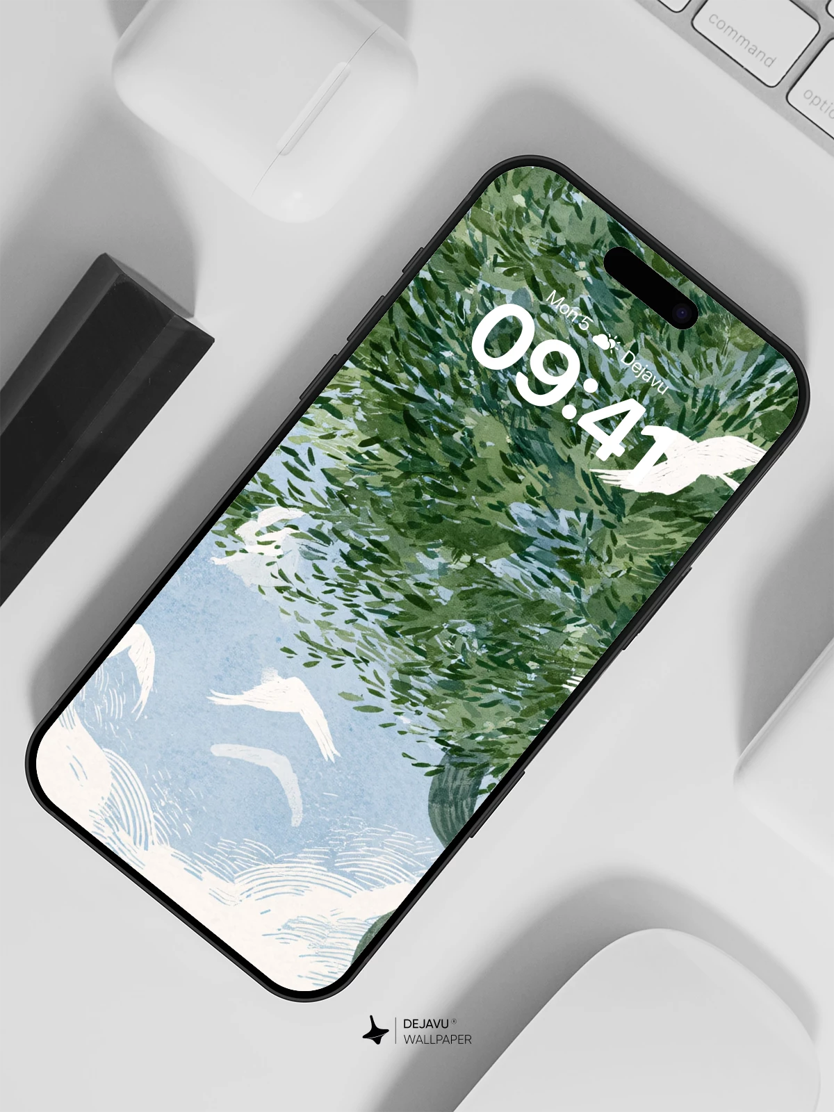 Whimsical Tree and Birds Wallpaper 8K for iPhone and Android