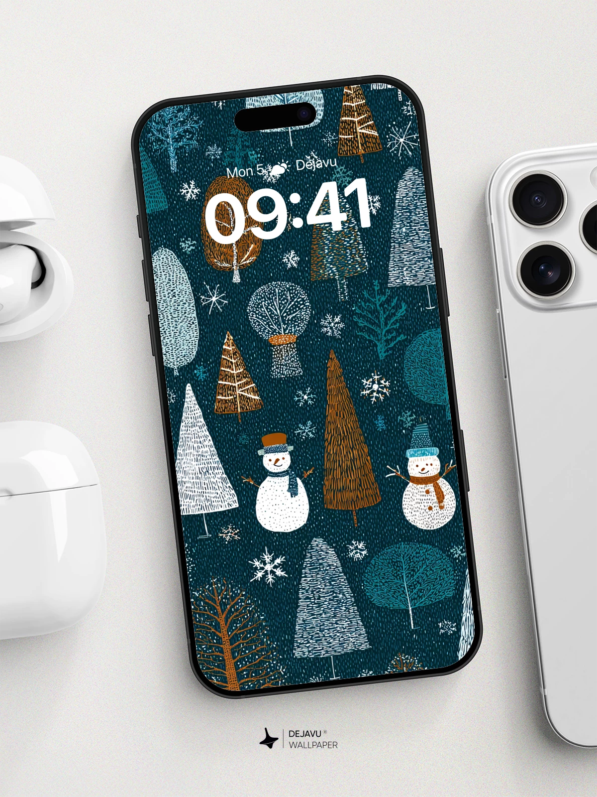 Whimsical Winter Forest Wallpaper 8K for iPhone and Android