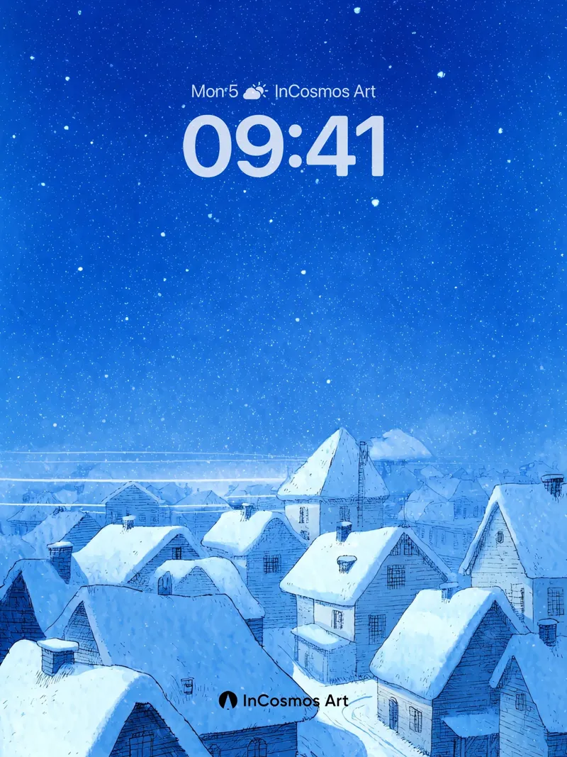 Stellar Hush Wallpaper with Snow-Capped Roofs