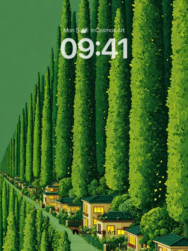 Whispering Cypress Wallpaper with Vanishing Path