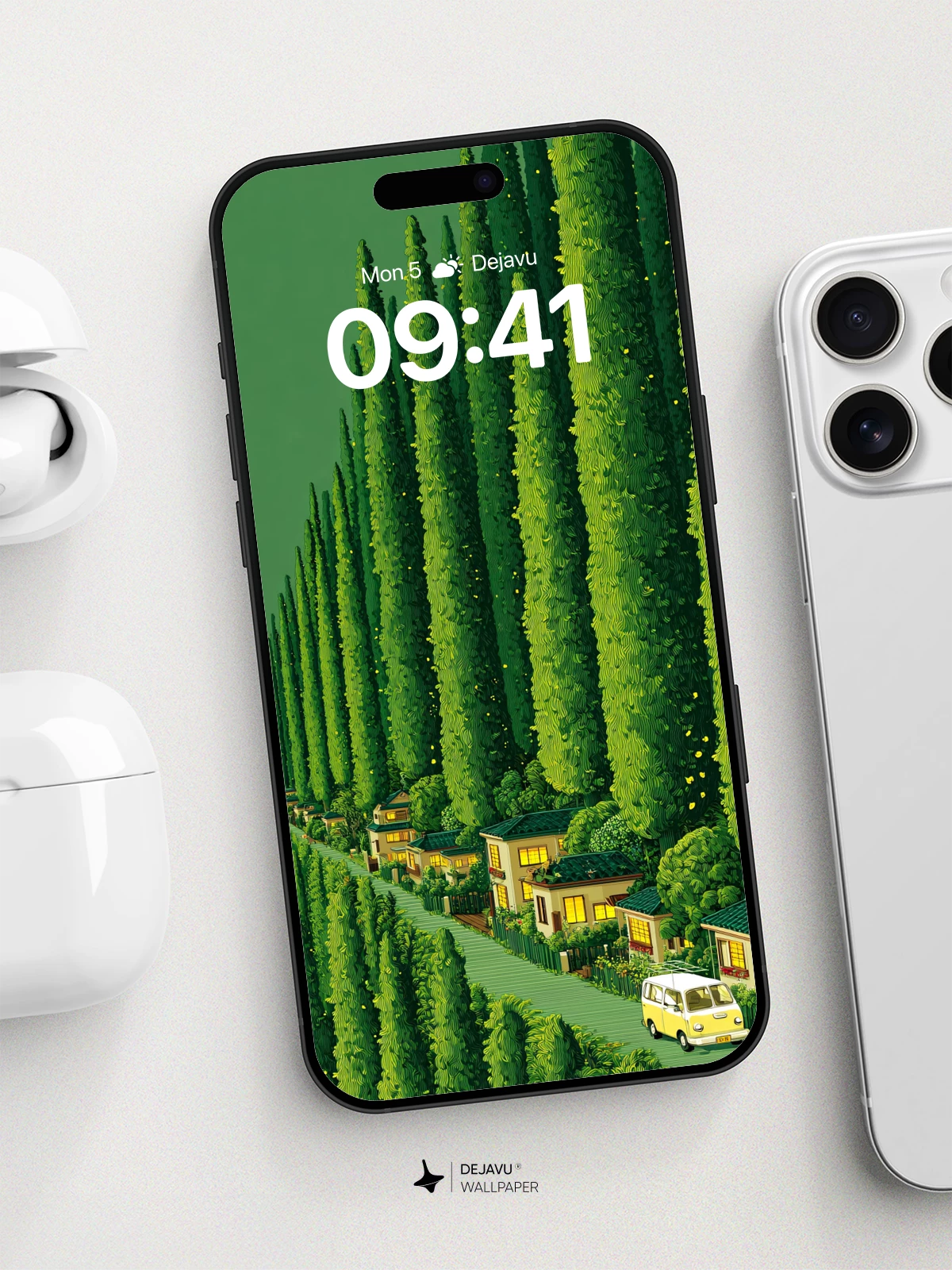 Cypress Lane Village Wallpaper 8K - iPhone Android Mobile Art