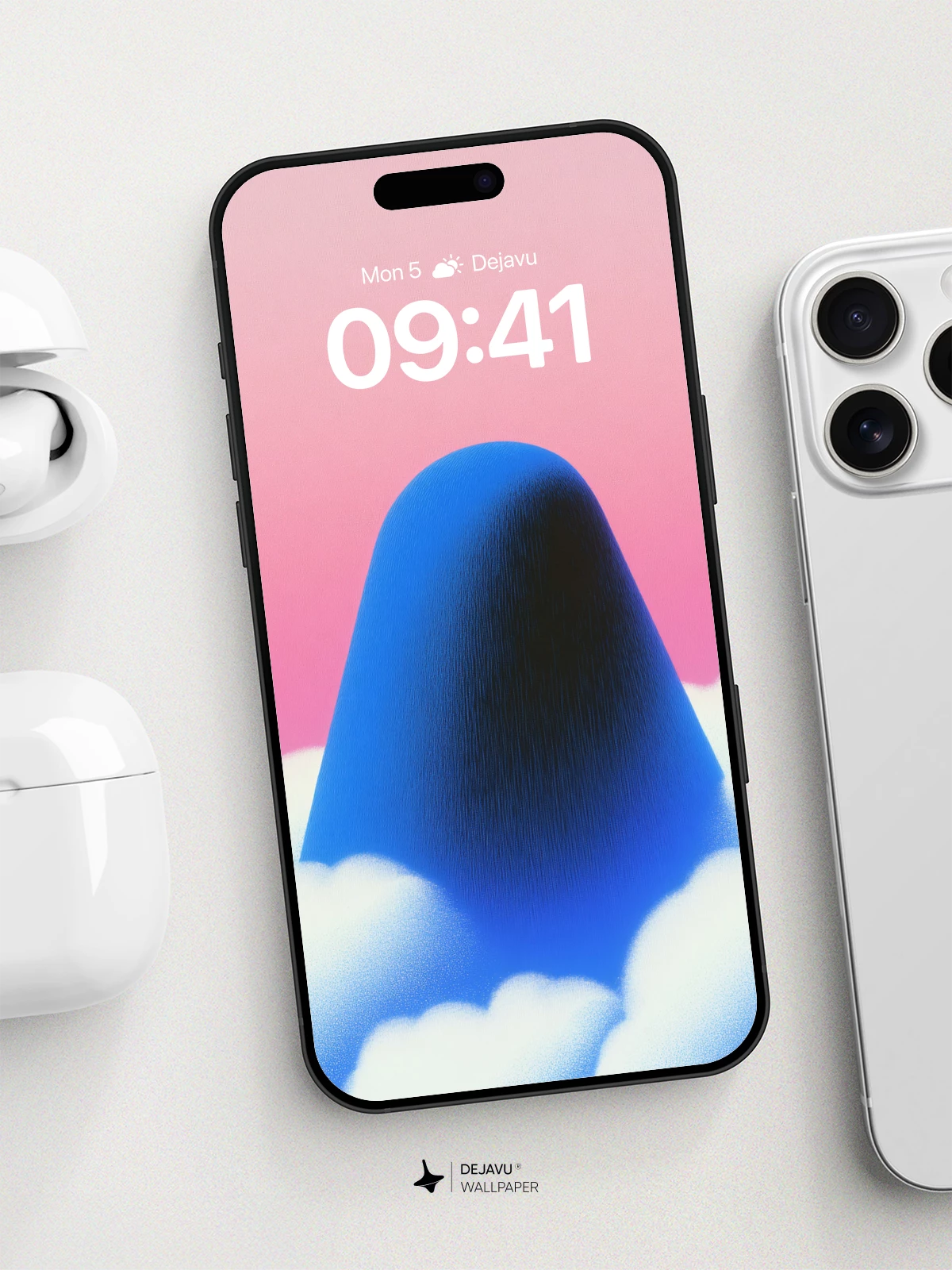 Surreal Blue Mountain Cloudscape Wallpaper 8K for iPhone and Android