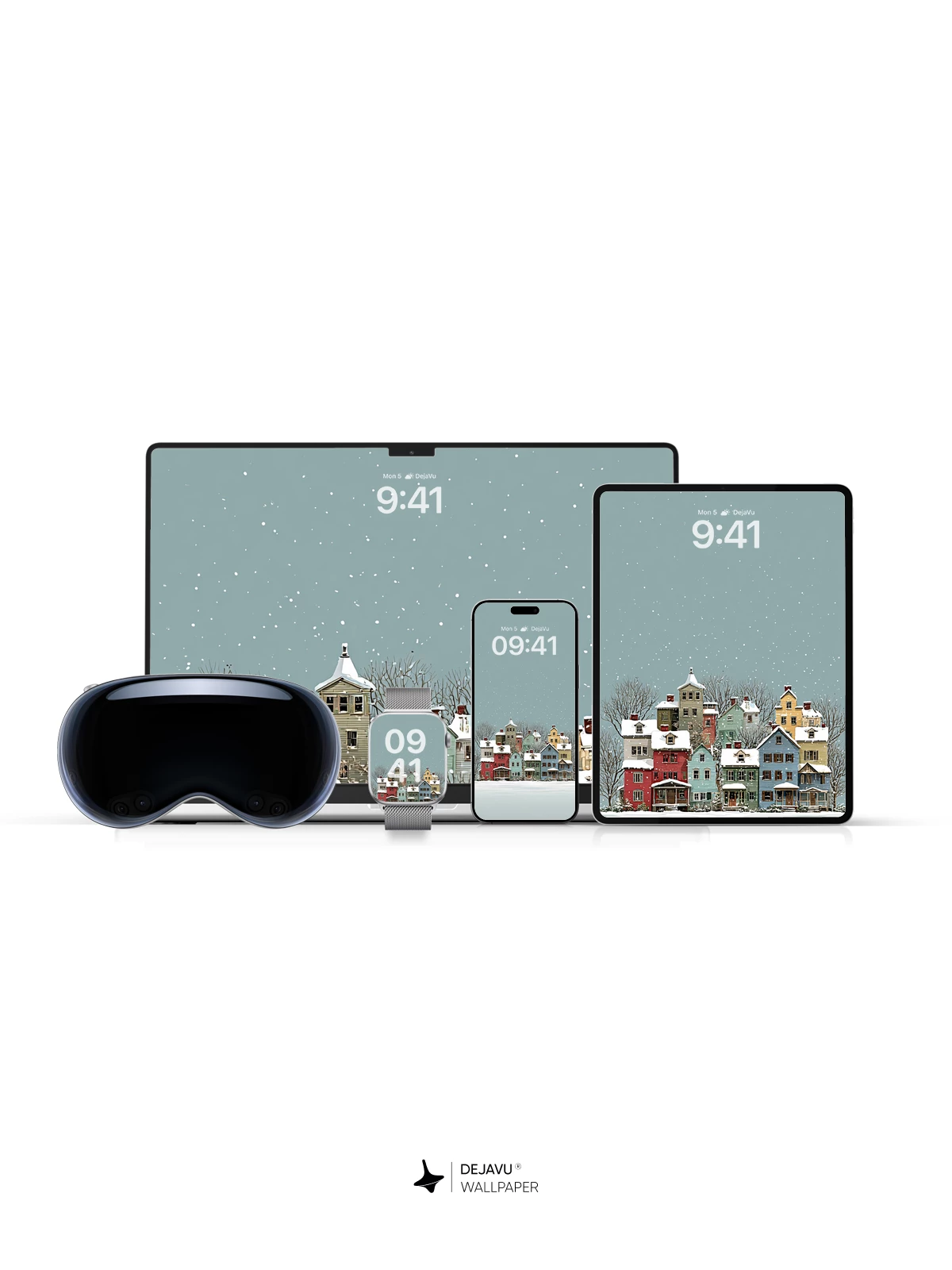 Whimsical Winter Village Wallpaper 8K for iPhone and Android