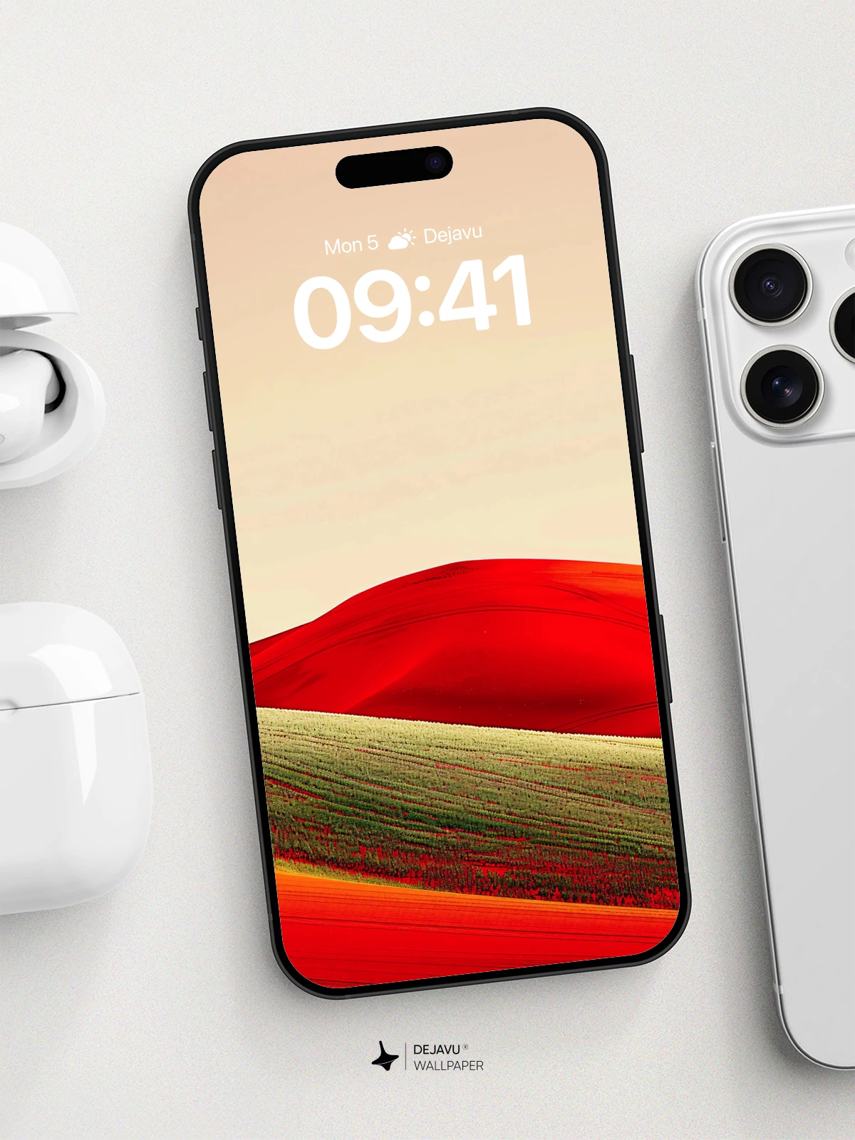 Vibrant Red Hills Abstract Wallpaper 8K for iPhone and Android