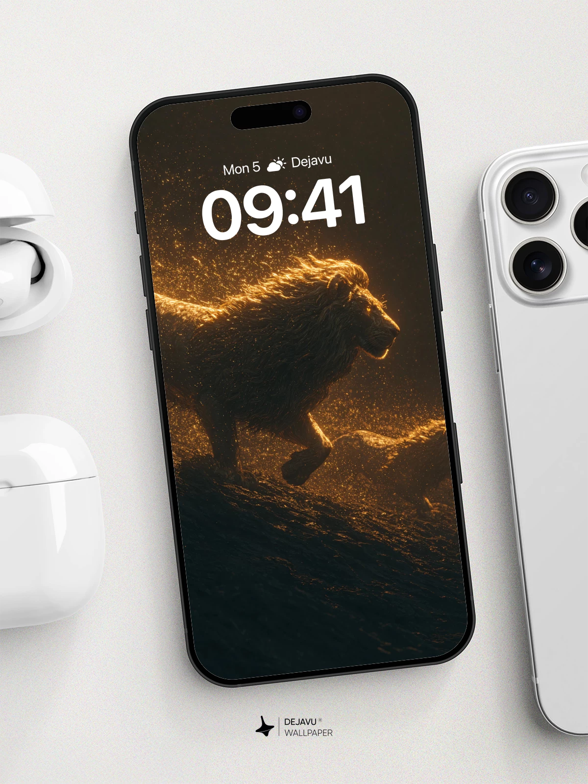 Golden Lion Charge Wallpaper 8K for iPhone and Android