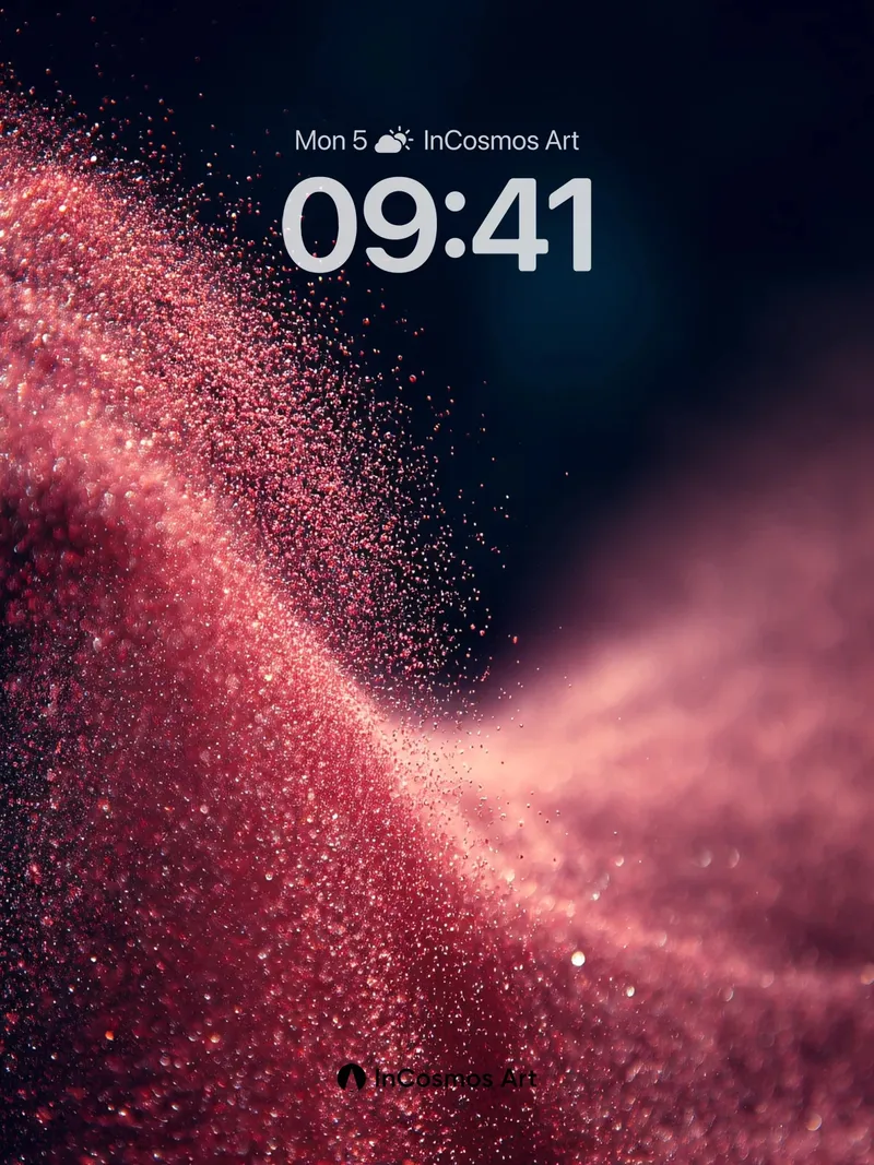 Crimson Nebula Wallpaper with Floating Particles