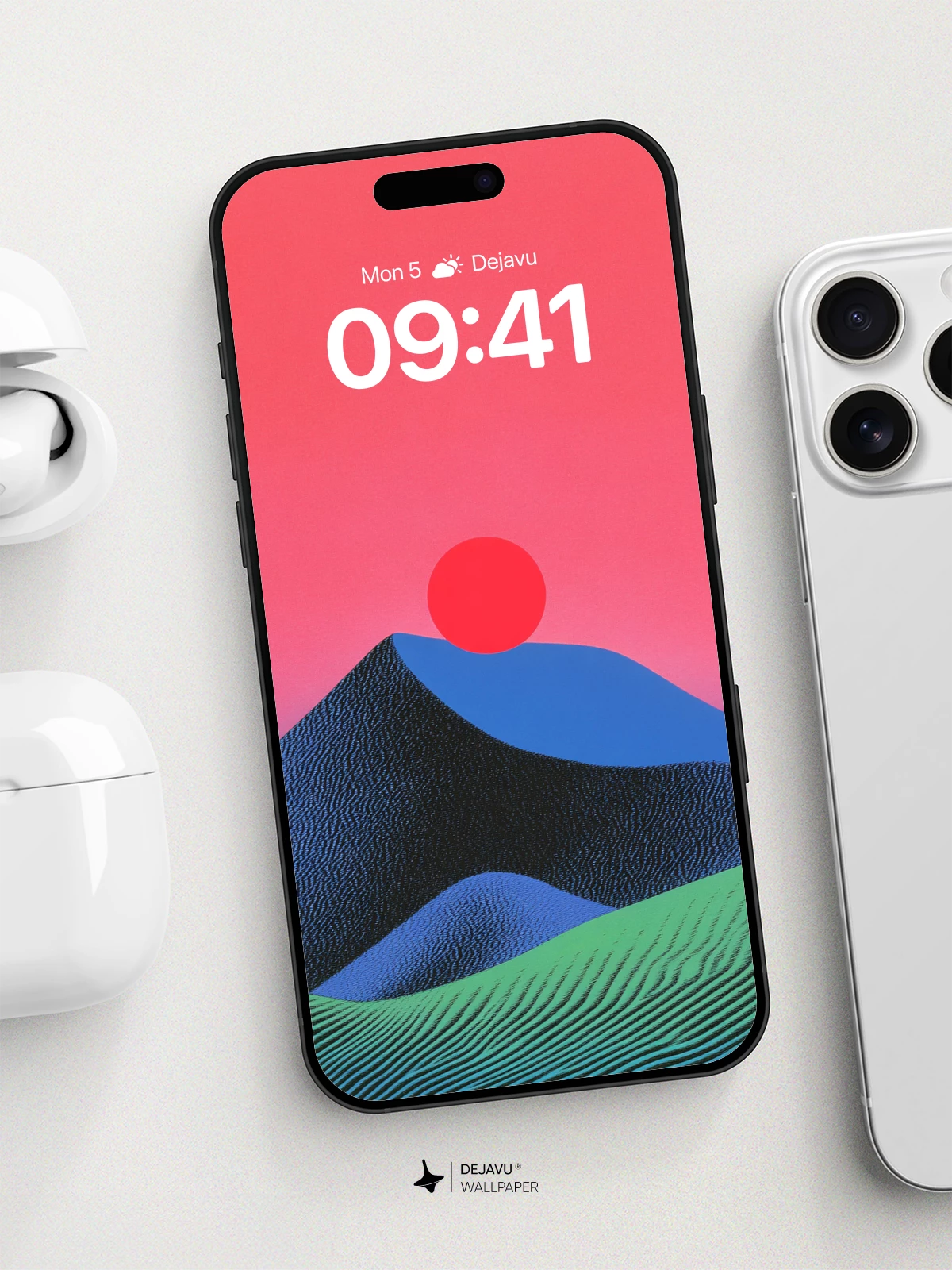 Abstract Mountain Sunset Wallpaper 8K for iPhone and Android