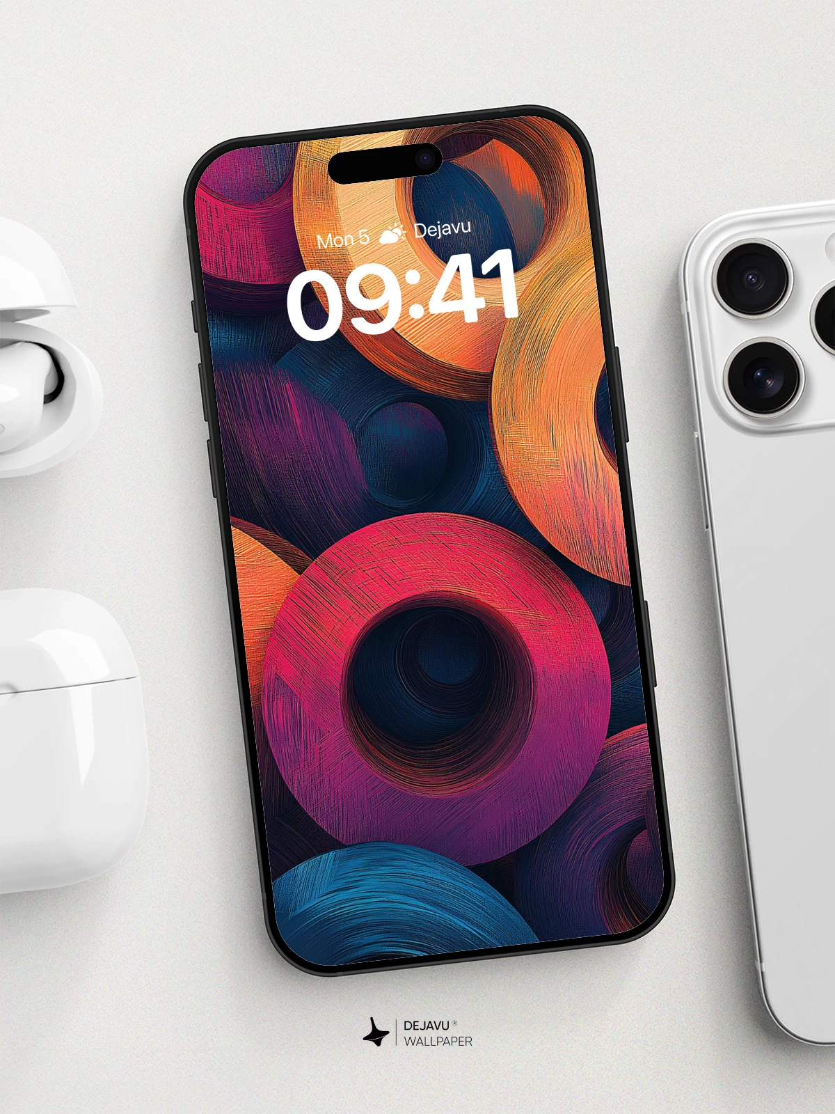 Vibrant Abstract Rings Wallpaper 8K for iPhone and Android