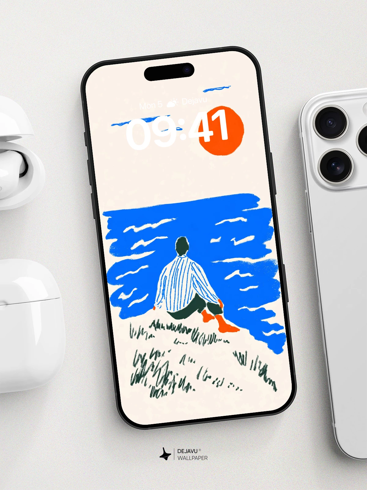 Minimalist Ocean Sunset Wallpaper 8K for iPhone and Android