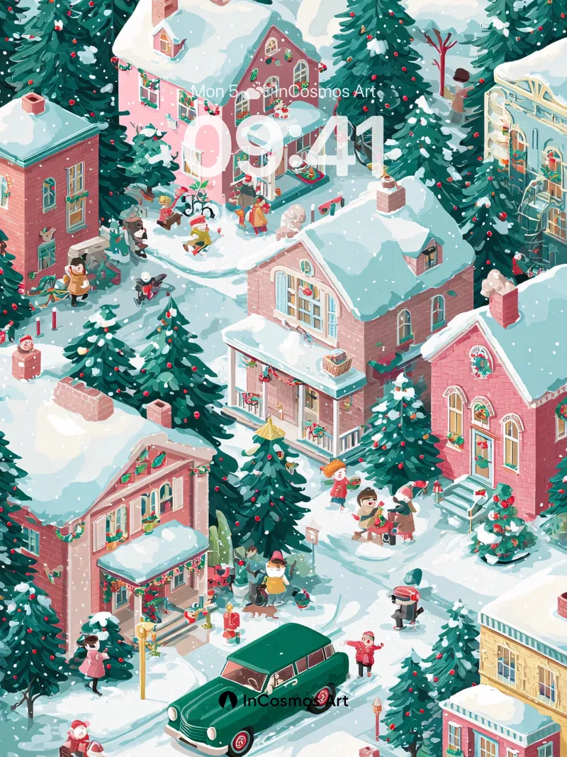 Frost-Kissed Whimsy Wallpaper with Snow-Drifted Rooftops