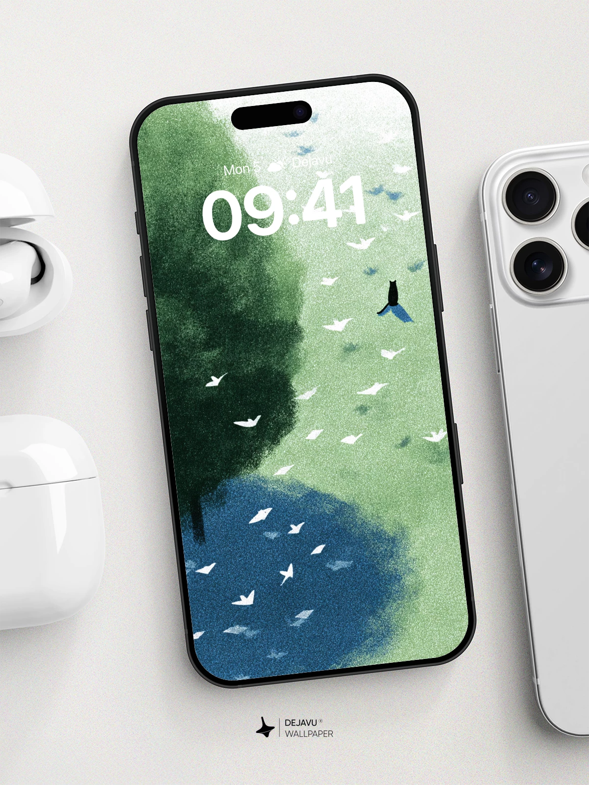 Minimalist Tree and Birds Wallpaper 8K for iPhone and Android