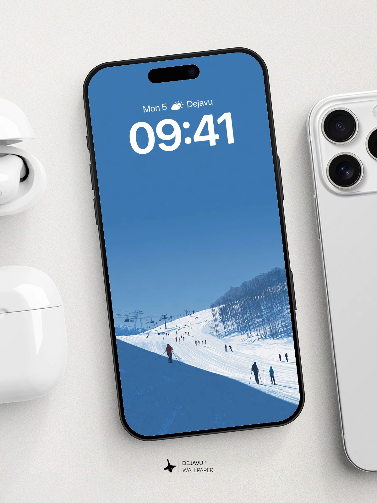 Ski Slope Serenity Wallpaper 8K for iPhone and Android