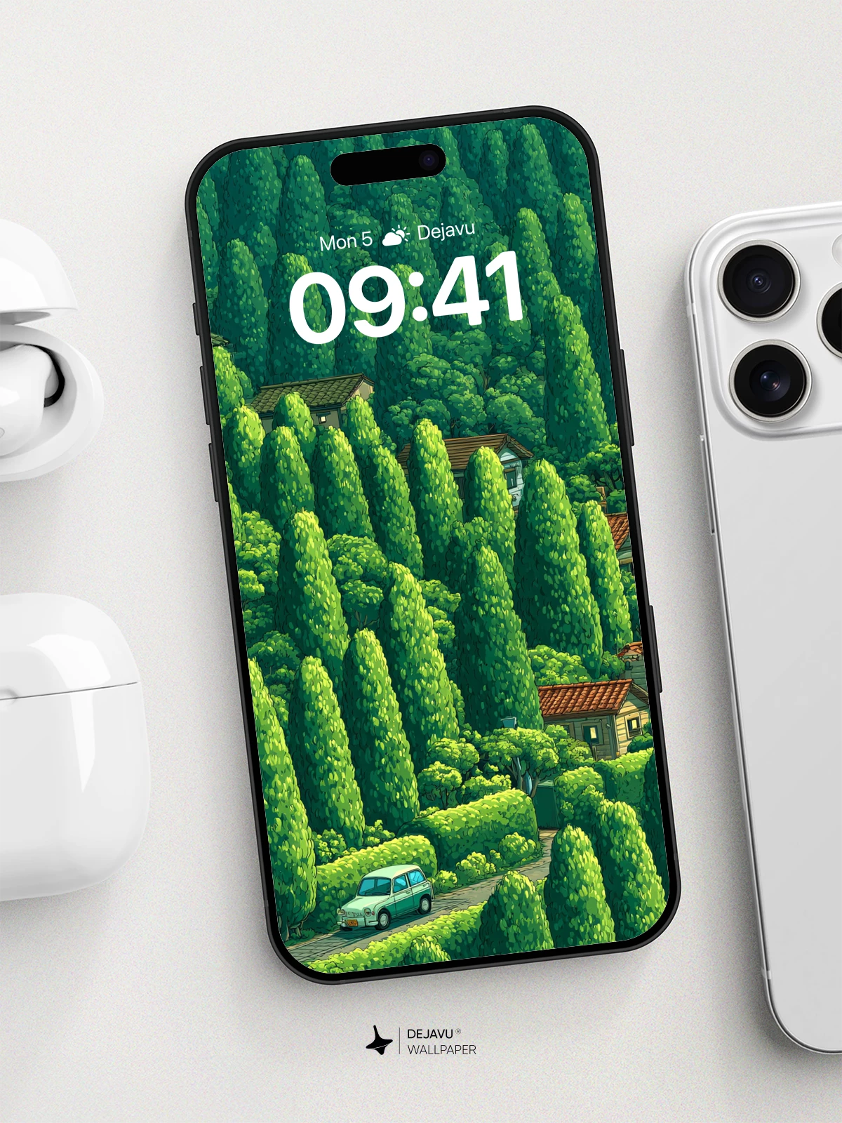 Whimsical Forest Village Wallpaper 8K for iPhone and Android