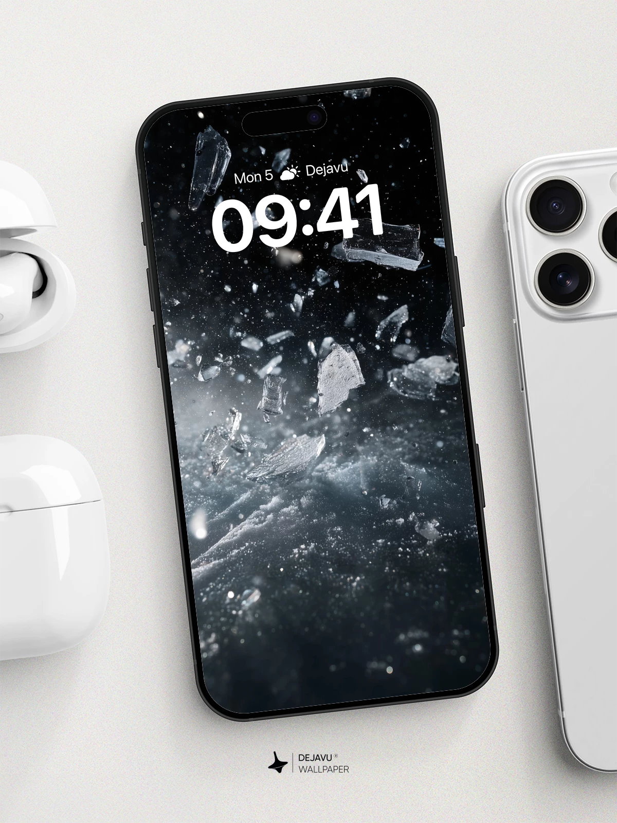 Shattered Ice Explosion Wallpaper 8K for iPhone and Android