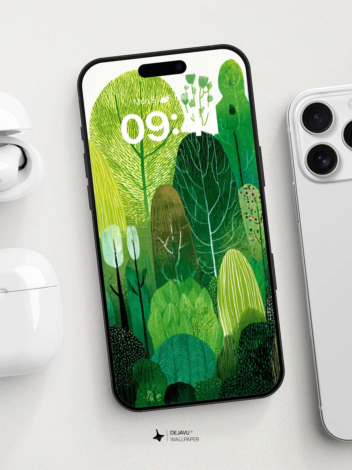 Whimsical Forest Greenery Wallpaper 8K for iPhone and Android