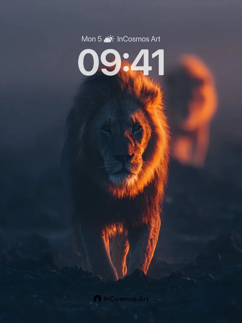 Golden Shadow Wallpaper with Lion's Gaze