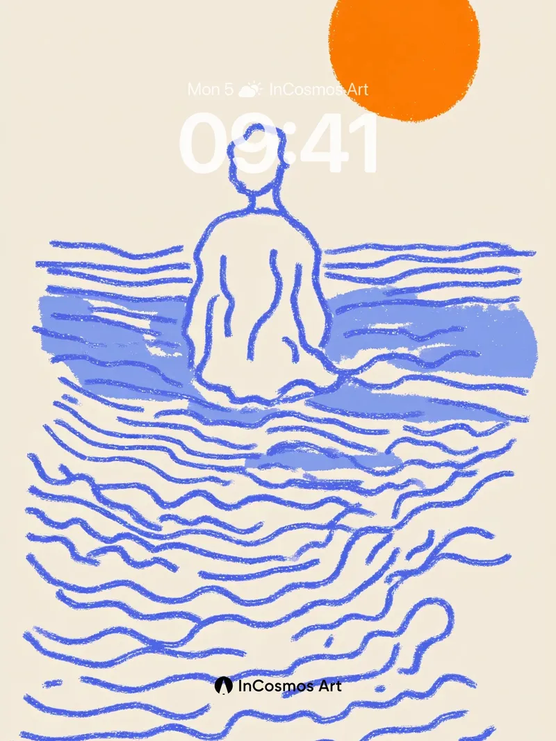 Serene Solitude Wallpaper with Sunlit Waves