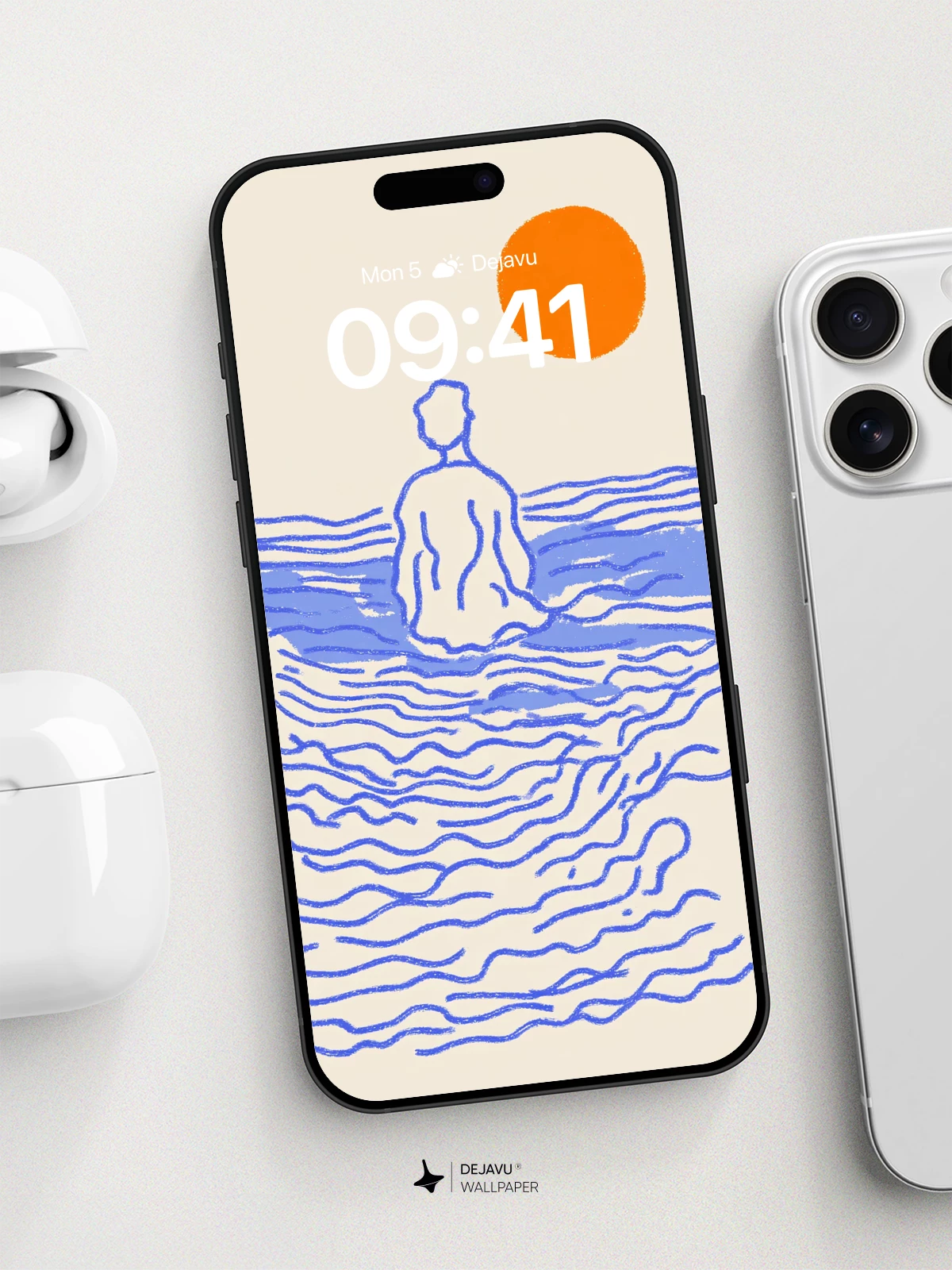 Minimalist Ocean Solitude Wallpaper 8K for iPhone and Android