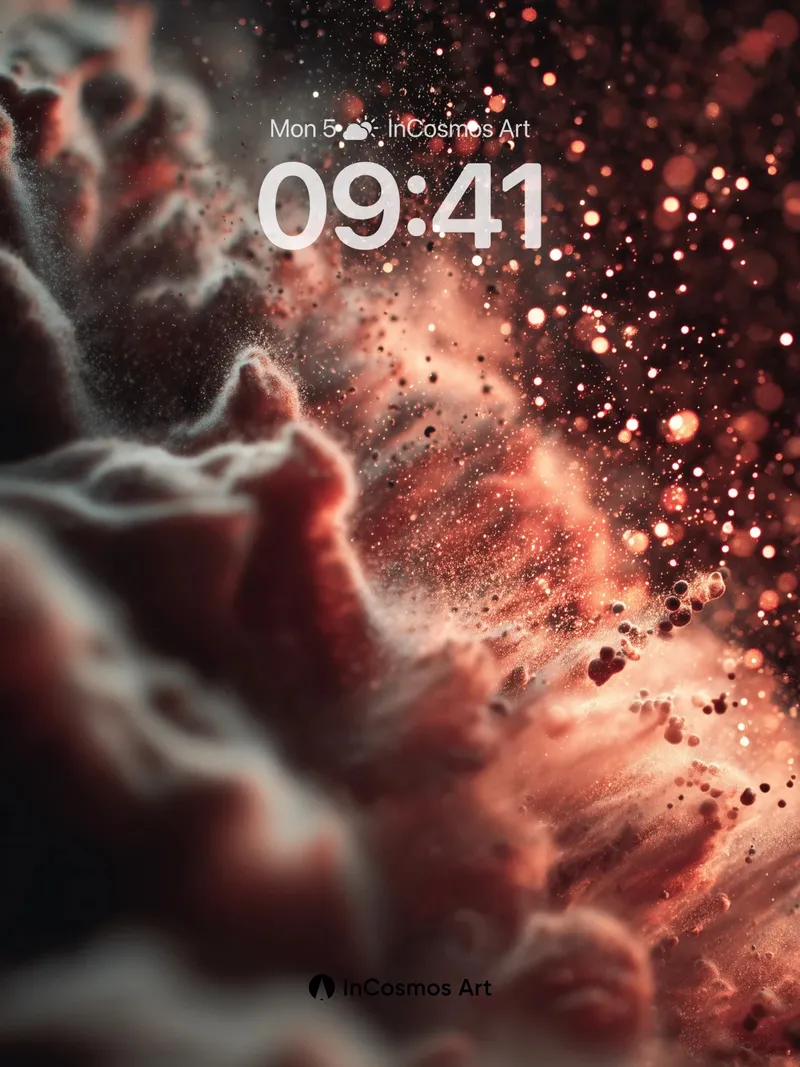 Crimson Nebula Wallpaper with Floating Embers