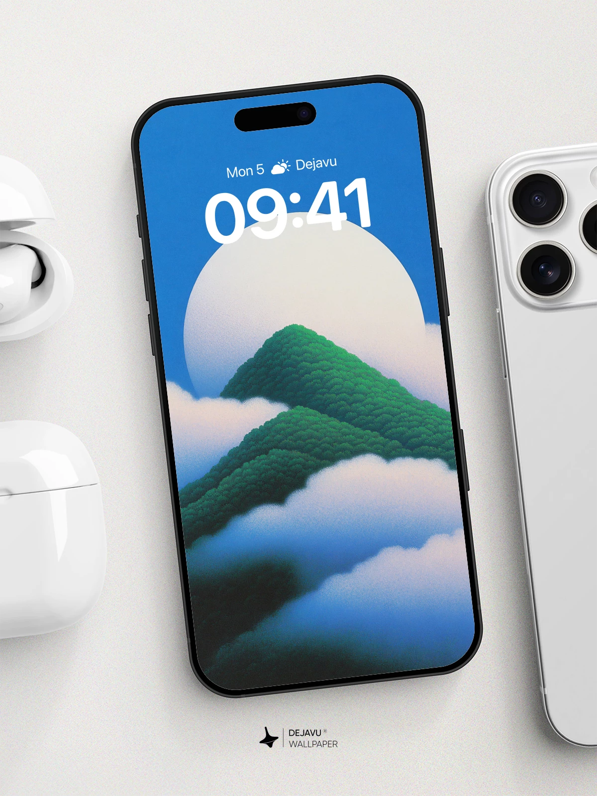 Surreal Mountain Moon Wallpaper 8K for iPhone and Android