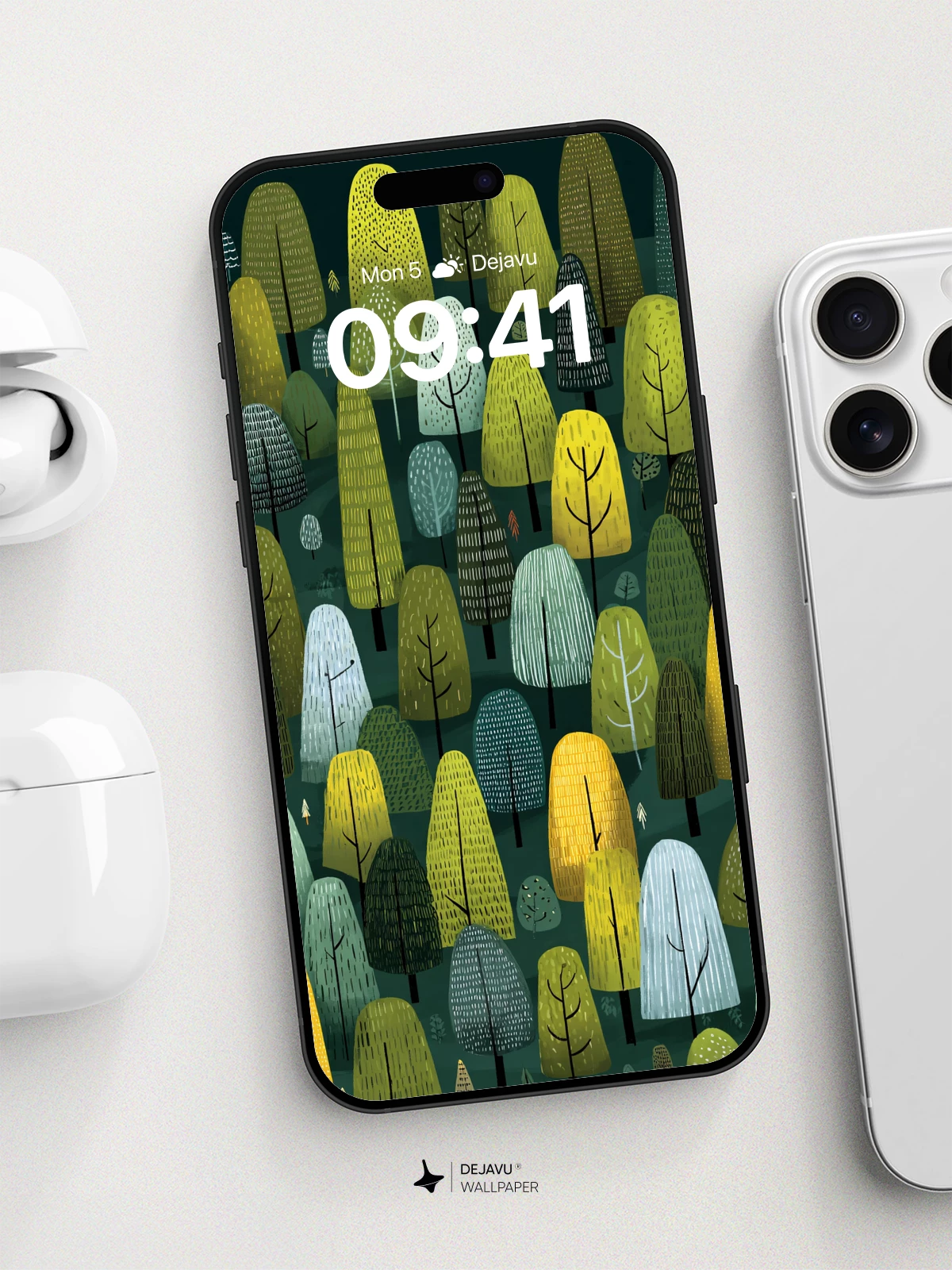 Whimsical Forest Pattern Wallpaper 8K for iPhone and Android