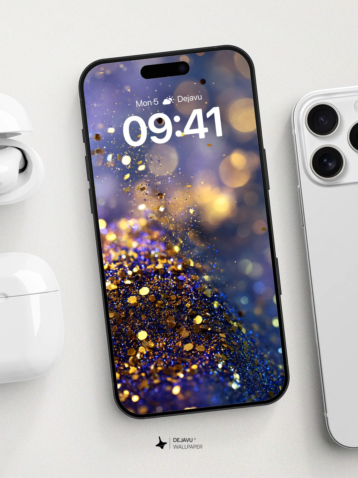 Golden Glitter Wave Wallpaper 8K for iPhone and Android