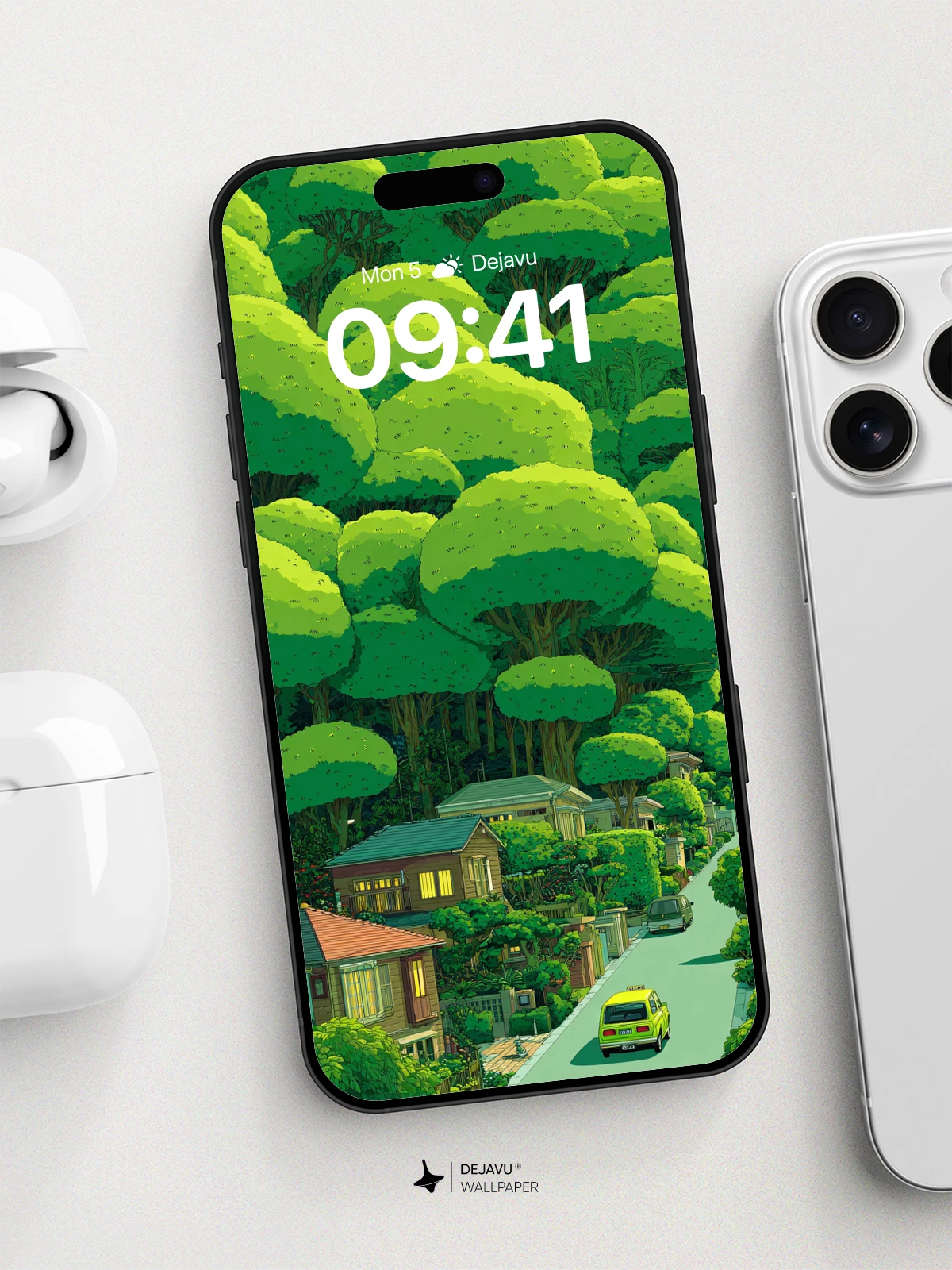 Whimsical Forest Village Wallpaper 8K for iPhone and Android