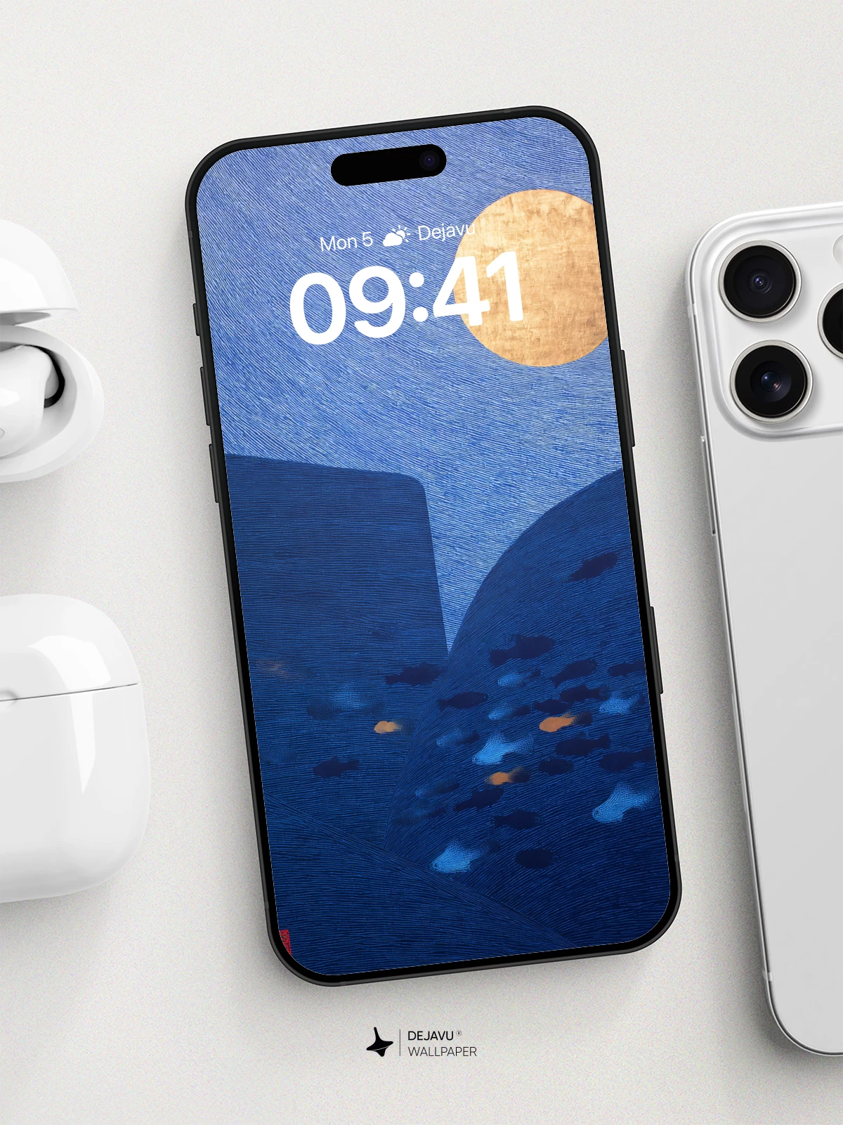 Moonlit Valley Abstract Wallpaper 8K for iPhone and Android