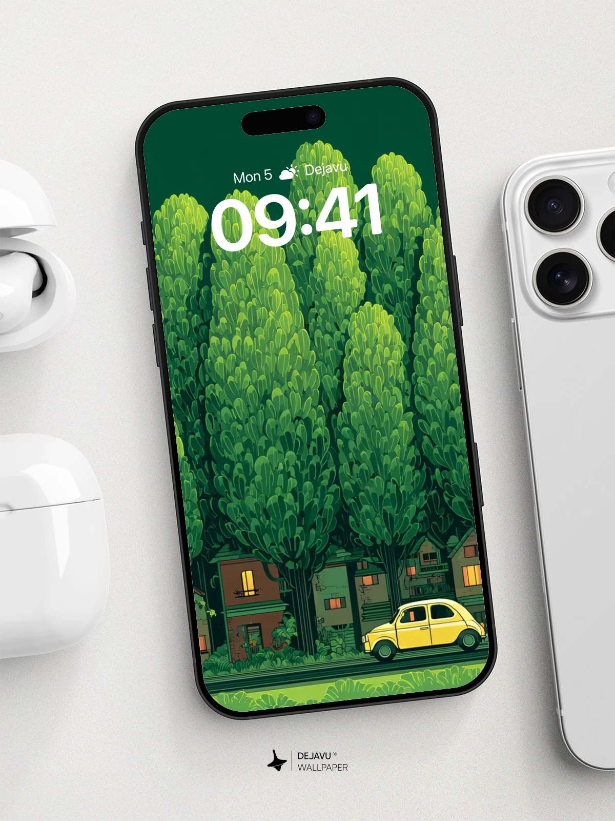 Pixel Forest Village Wallpaper 8K for iPhone and Android