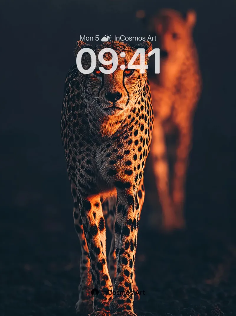 Golden Shadow Cheetah Wallpaper with Distant Echo