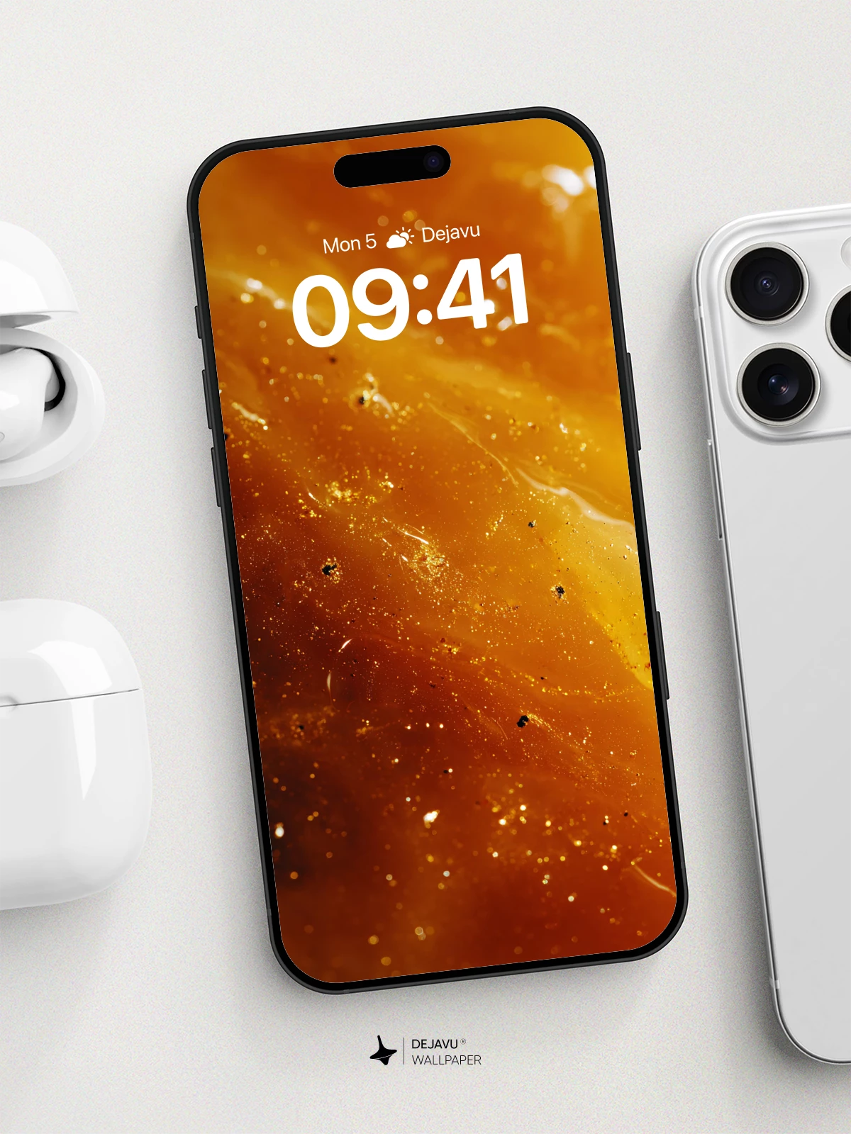 Golden Amber Texture Wallpaper 8K for iPhone and Android