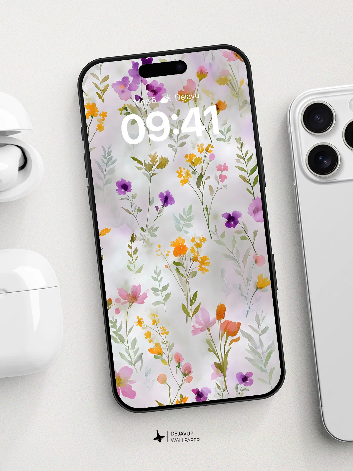 Watercolor Floral Garden Wallpaper 8K for iPhone and Android