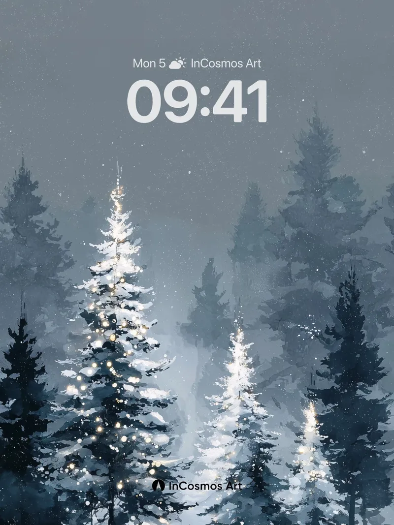 Frostlit Pine Wallpaper with Celestial Drift