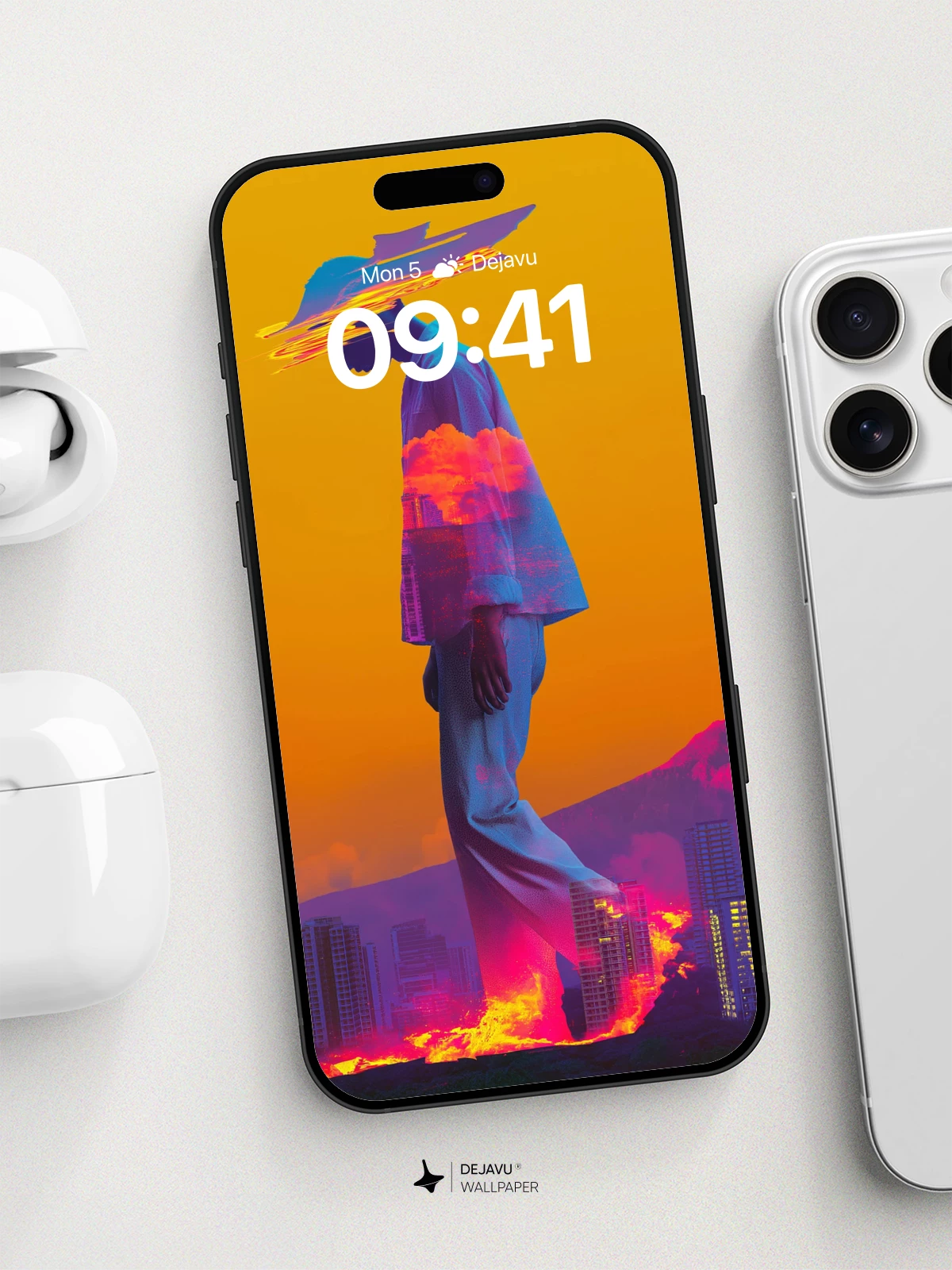 Surreal Fire Walker Wallpaper 8K for iPhone and Android