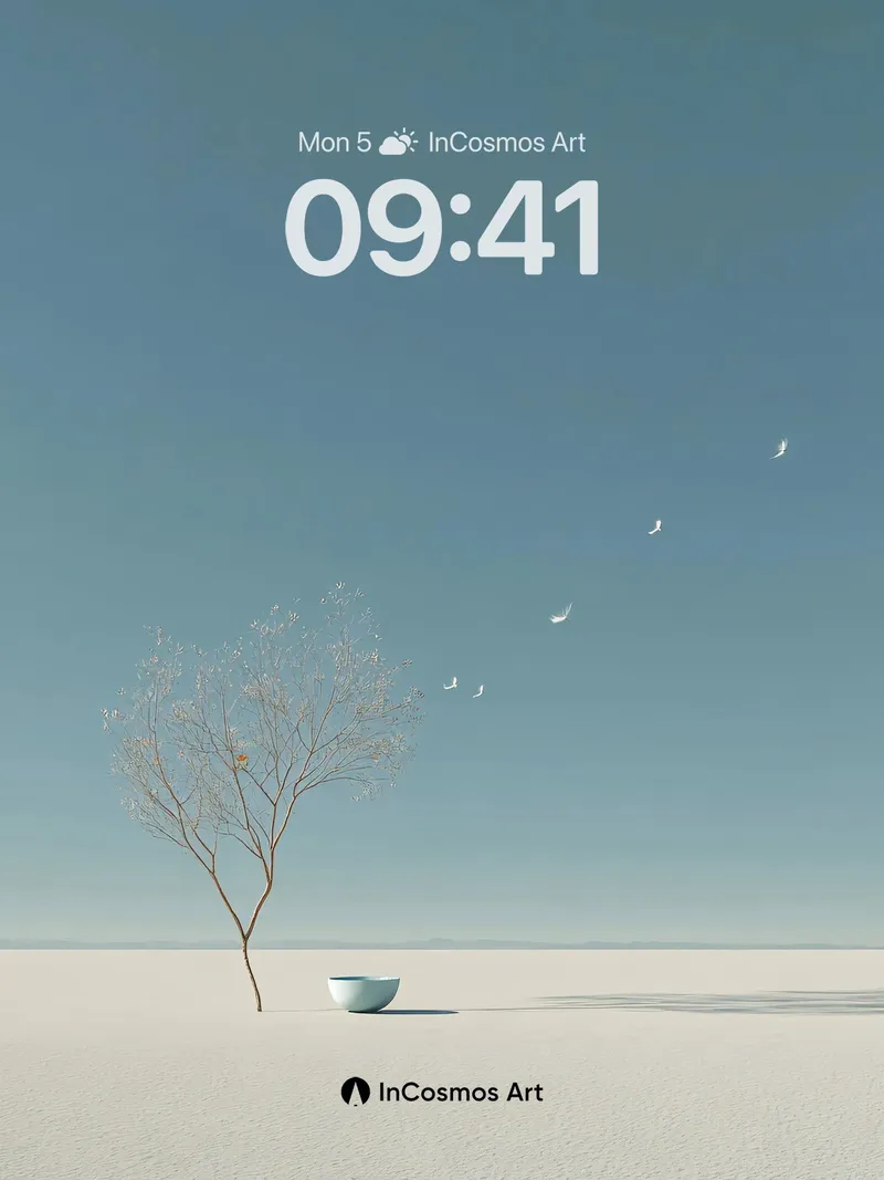 Serenity Tree Wallpaper with Floating Birds