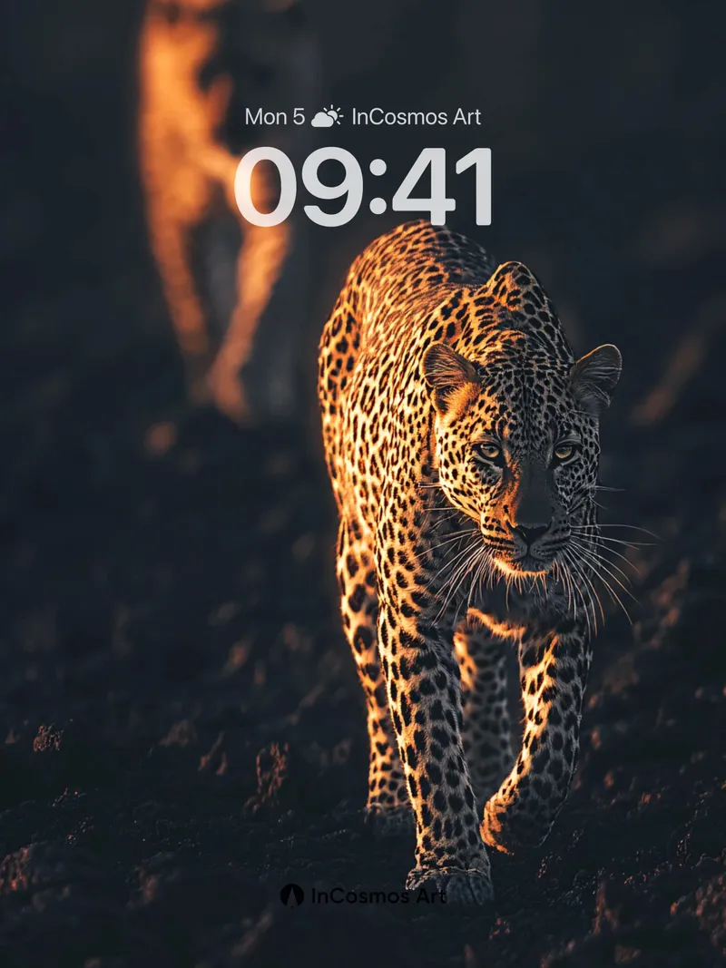 Golden Shadow Leopard Wallpaper with Distant Echo