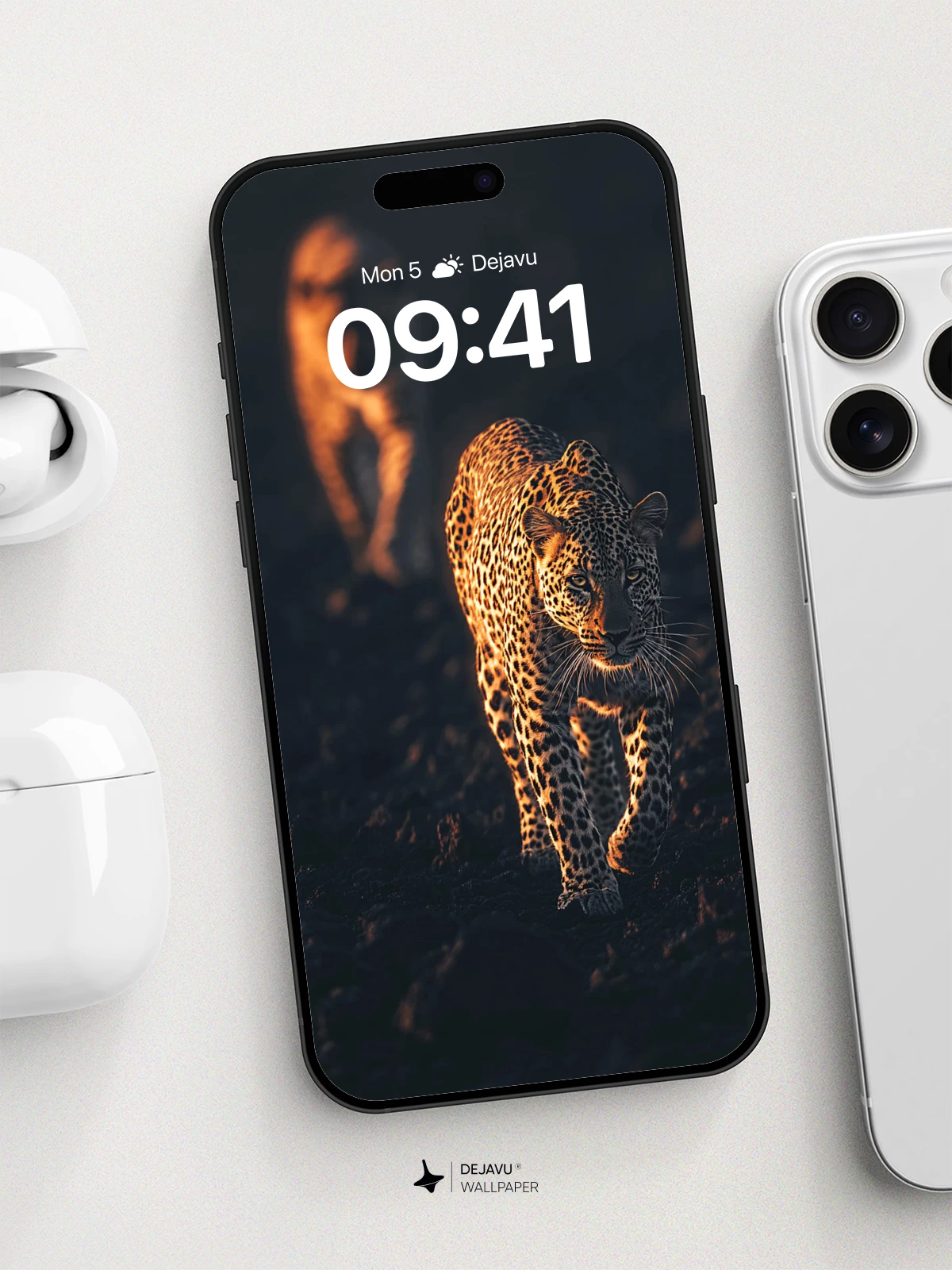 Golden Leopard Stalks at Dawn Wallpaper 8K for iPhone and Android