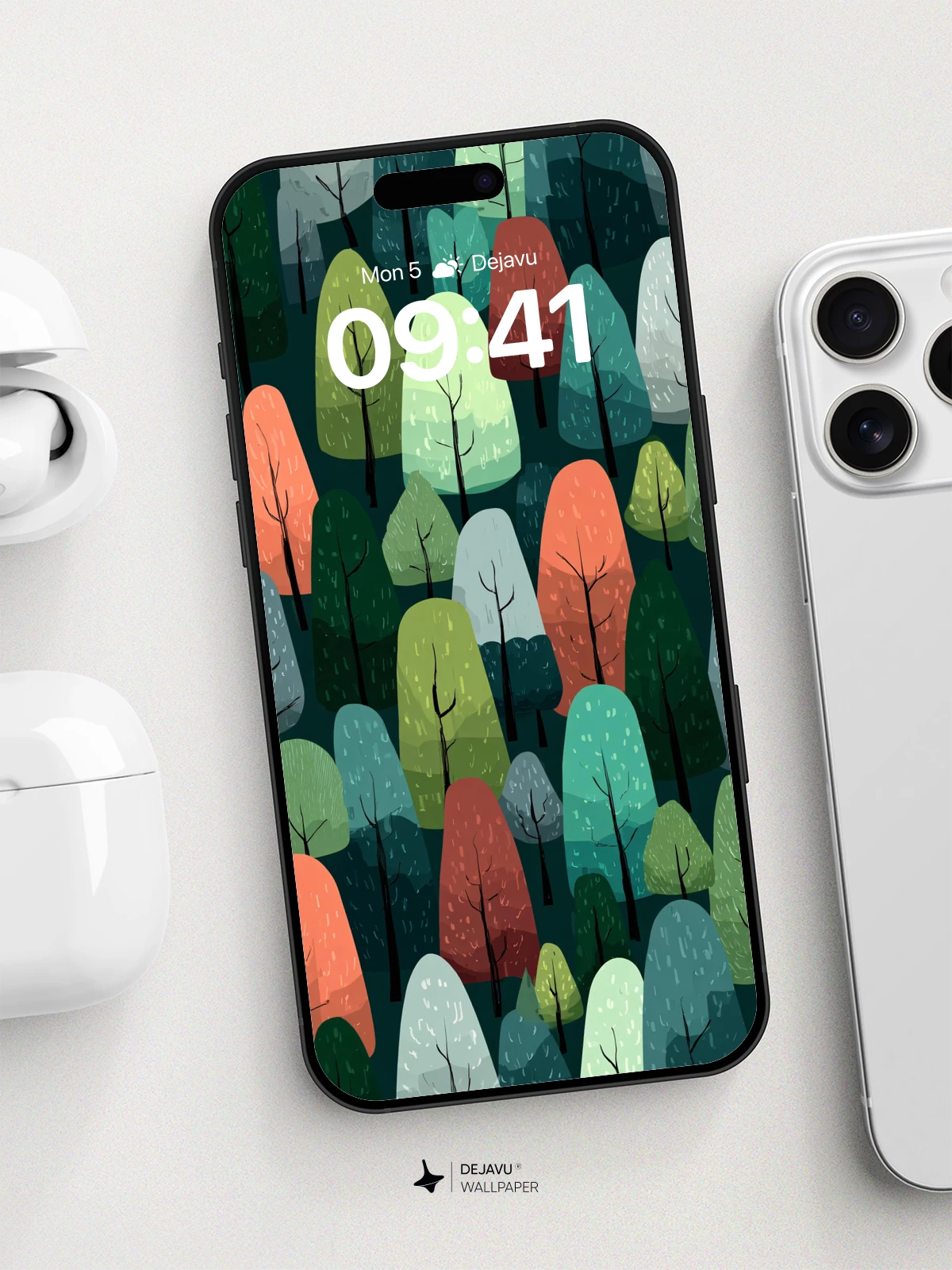 Whimsical Forest Pattern Wallpaper 8K for iPhone and Android