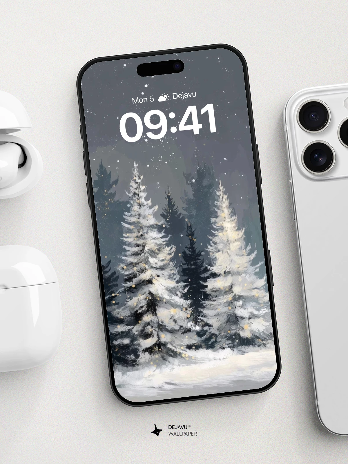 Snowy Pine Forest Wallpaper 8K for iPhone and Android